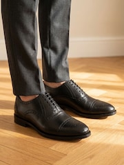 Jones Bootmaker Black Wide Fit Maynard Leather Oxford Brogues - Image 1 of 6