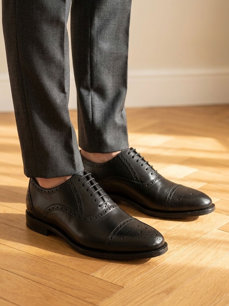 Jones Bootmaker Black Wide Fit Maynard Leather Oxford Brogues - Image 1 of 6 Jones Bootmaker Black Wide Fit Maynard Leather Oxford Brogues - Image 1 of 6