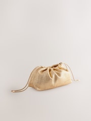 Gold Raffia Oversized Ruched Clutch Bag - Image 5 of 9