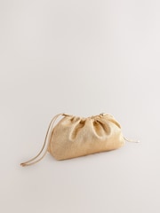 Gold Raffia Oversized Ruched Clutch Bag - Image 6 of 9