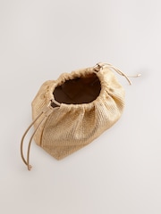Gold Raffia Oversized Ruched Clutch Bag - Image 7 of 9