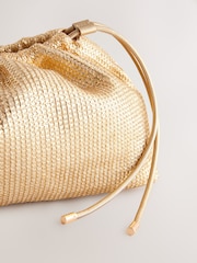 Gold Raffia Oversized Ruched Clutch Bag - Image 8 of 9