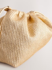 Gold Raffia Oversized Ruched Clutch Bag - Image 9 of 9