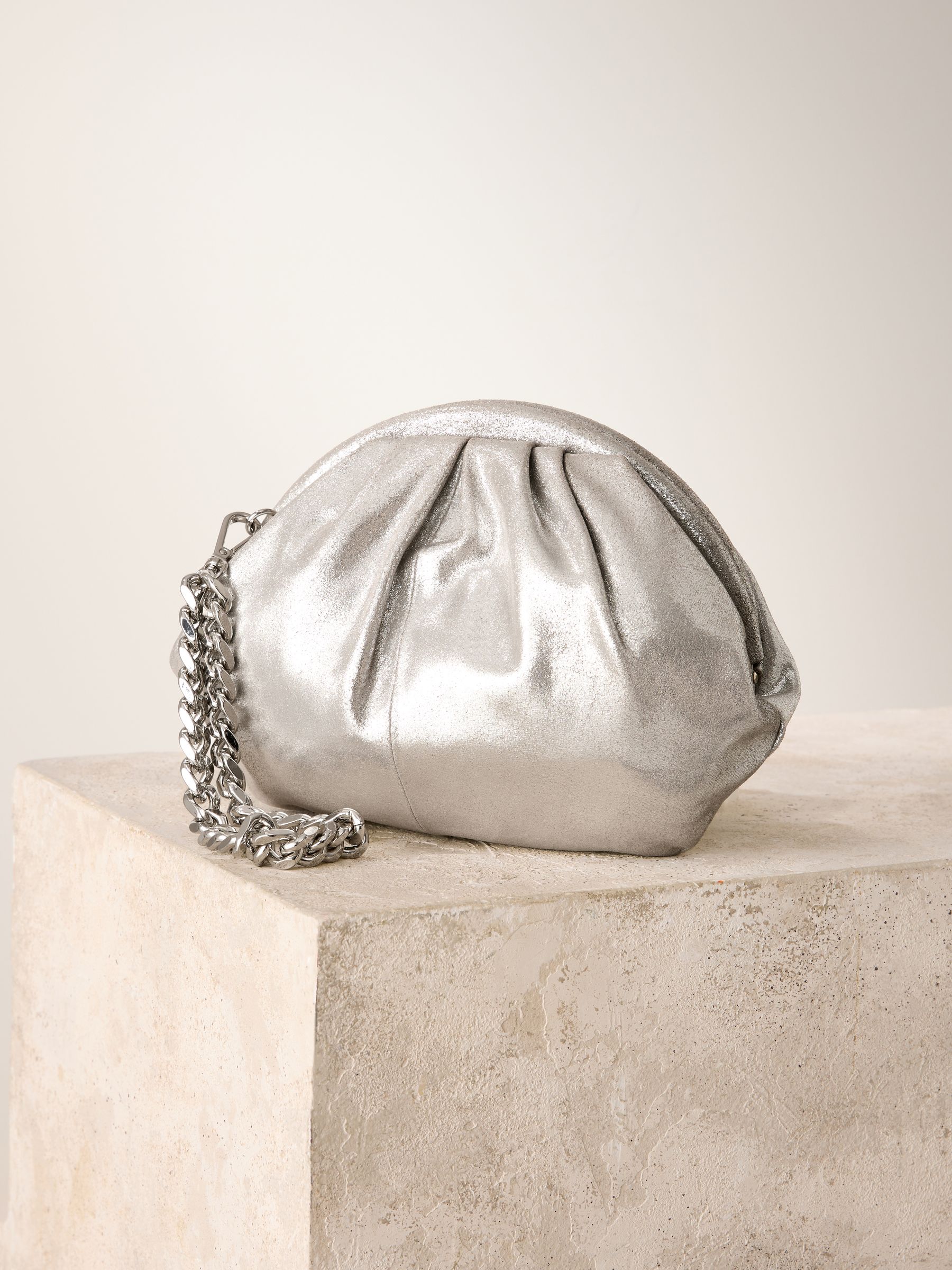 Buy Silver Leather Snap Clutch Bag from Next Romania