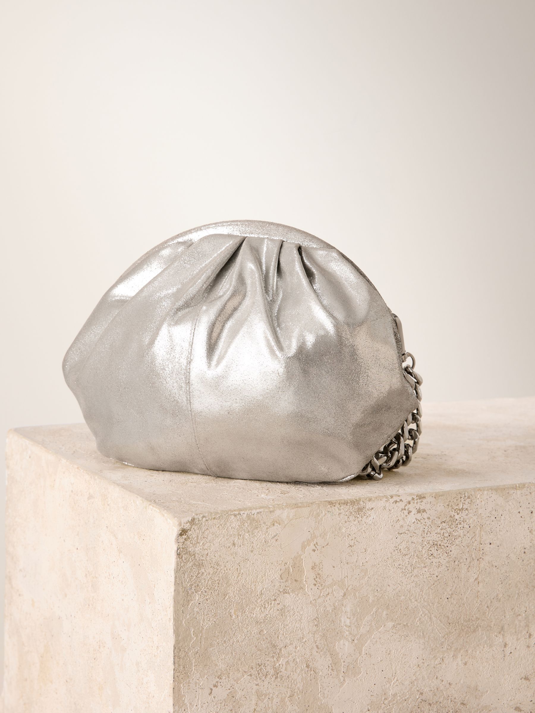 Buy Silver Leather Snap Clutch Bag from Next Romania