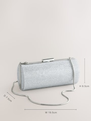 Plateado - Bolso clutch barrel brillante - Imagen 4 de 8