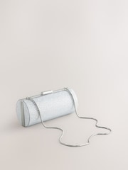 Plateado - Bolso clutch barrel brillante - Imagen 5 de 8