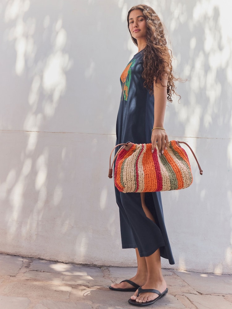 Orange - Clutch aus gewebtem Strohmaterial - Image 1 of 7