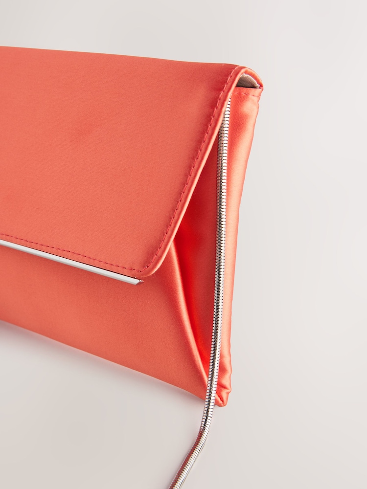 Orange Satin Clutch Bag - Image 8 of 8 Orange Satin Clutch Bag - Image 8 of 8