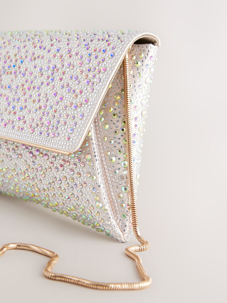 Silber - Clutch-Tasche mit abnehmbarer Umhängekette - Bild 10 von 10