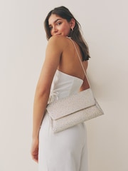 Silber - Clutch-Tasche mit abnehmbarer Umhängekette - Bild 3 von 10