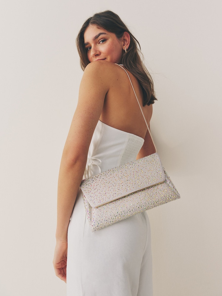 כסף - Clutch Bag with Detachable Chain - Image 3 of 10