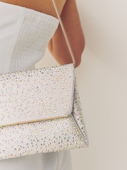 Silber - Clutch-Tasche mit abnehmbarer Umhängekette - Bild 5 von 10