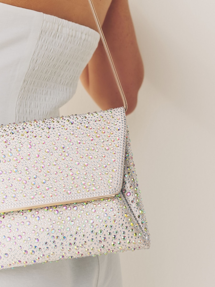 כסף - Clutch Bag with Detachable Chain - Image 5 of 10