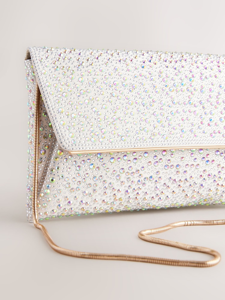 כסף - Clutch Bag with Detachable Chain - Image 9 of 10
