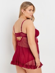 Yours Curve Red Novelty Santa Christmas Underwired Babydoll - Image 3 of 7