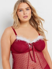 Yours Curve Red Novelty Santa Christmas Underwired Babydoll - Image 4 of 7