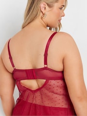 Yours Curve Red Novelty Santa Christmas Underwired Babydoll - Image 5 of 7