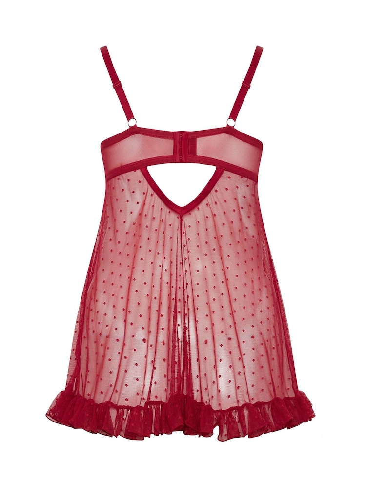 Yours Curve Red Novelty Santa Christmas Underwired Babydoll - Image 7 of 7