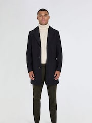 Harry Brown Blue Josh Wool Melton Overcoat - Image 1 of 13