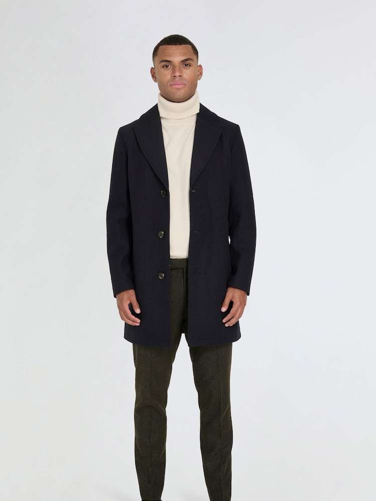 Harry Brown Blue Josh Wool Melton Overcoat - Image 1 of 13