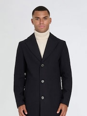 Harry Brown Blue Josh Wool Melton Overcoat - Image 4 of 13