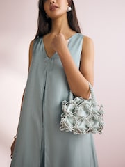 Blue Beaded Handheld Bag - Image 1 of 10