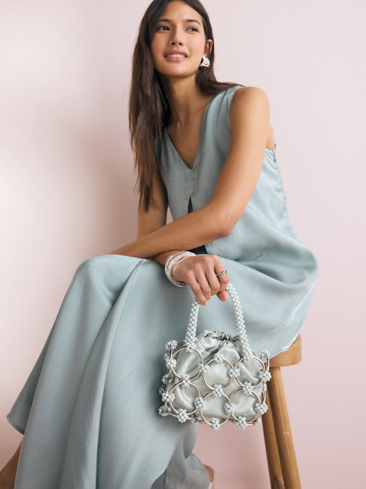 Blue Beaded Handheld Bag - Image 2 of 10