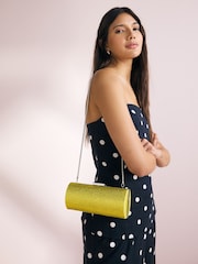 Lime Green Sparkle Barrel Clutch Bag - Image 5 of 12