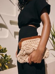 Natural Cotton Macrame Clutch Bag - Image 1 of 10
