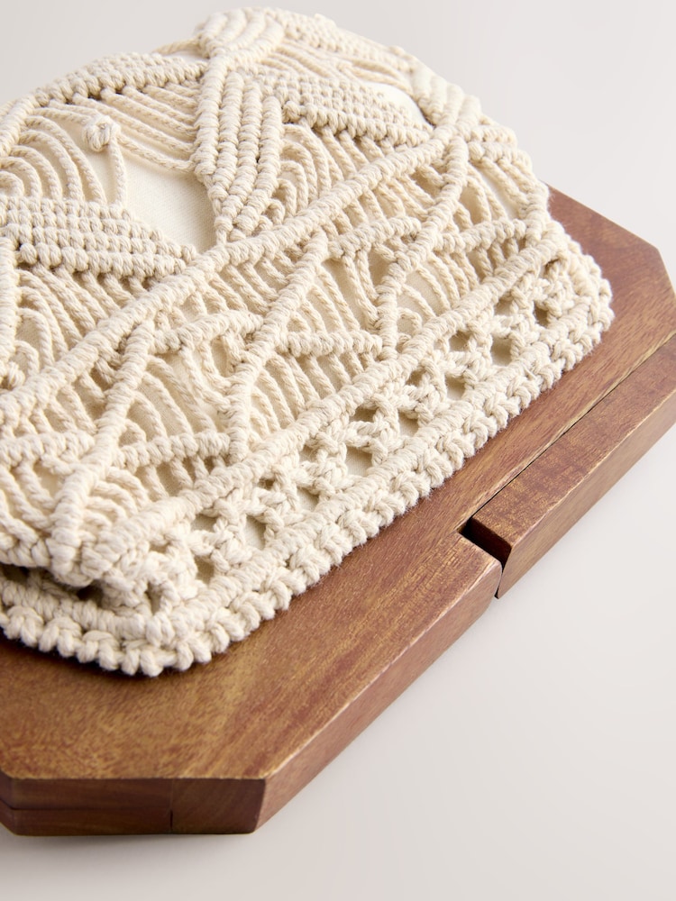 Natural Cotton Macrame Clutch Bag - Image 10 of 10
