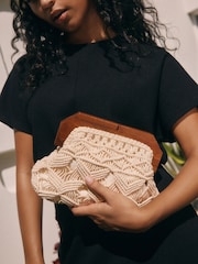 Natural Cotton Macrame Clutch Bag - Image 2 of 10
