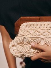 Natural Cotton Macrame Clutch Bag - Image 5 of 10