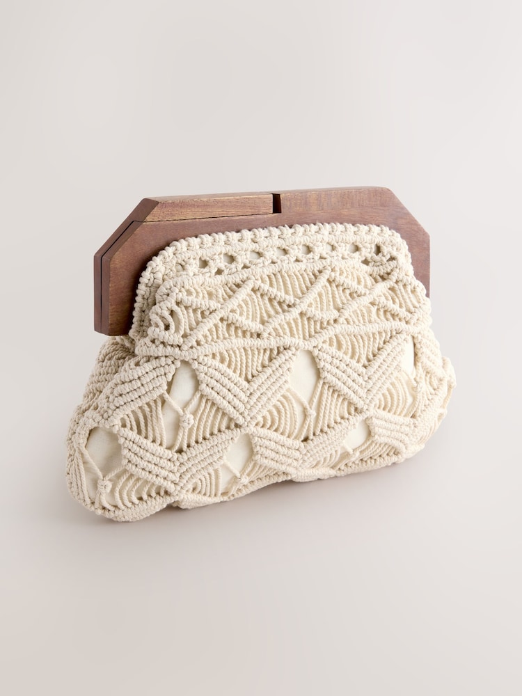 Natural Cotton Macrame Clutch Bag - Image 6 of 10