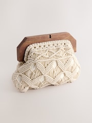 Natural Cotton Macrame Clutch Bag - Image 7 of 10