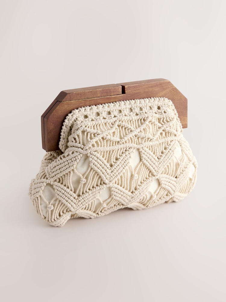Natural Cotton Macrame Clutch Bag - Image 7 of 10