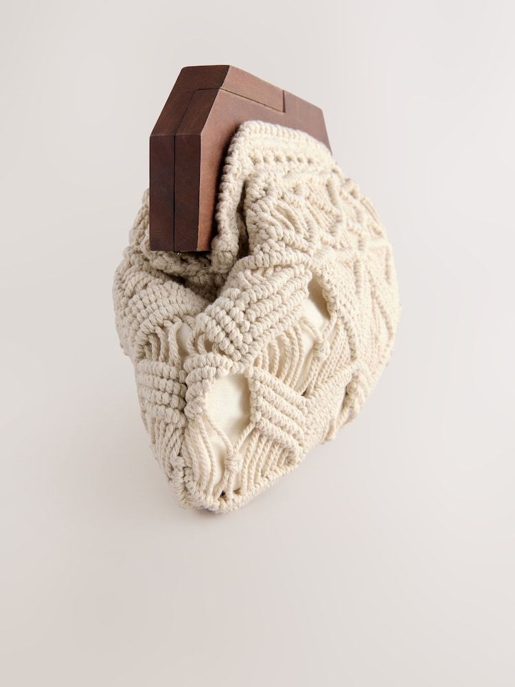 Natural Cotton Macrame Clutch Bag - Image 8 of 10