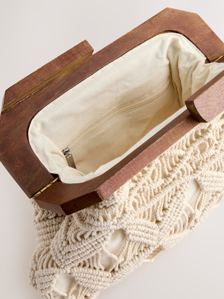 Natural Cotton Macrame Clutch Bag - Image 9 of 10