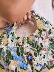 أبيض زهور - Embroidered Hand Held Bag - صورة 4 من 9