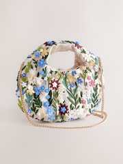أبيض زهور - Embroidered Hand Held Bag - صورة 5 من 9