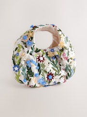أبيض زهور - Embroidered Hand Held Bag - صورة 6 من 9