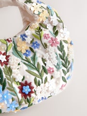 أبيض زهور - Embroidered Hand Held Bag - صورة 7 من 9