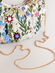 أبيض زهور - Embroidered Hand Held Bag - صورة 8 من 9