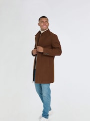 Harry Brown Brown George Wool Melton Coat with Funnel Neck - Image 3 of 9