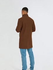 Harry Brown Brown George Wool Melton Coat with Funnel Neck - Image 4 of 9