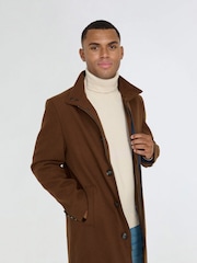 Harry Brown Brown George Wool Melton Coat with Funnel Neck - Image 5 of 9