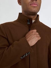Harry Brown Brown George Wool Melton Coat with Funnel Neck - Image 6 of 9