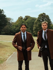 Harry Brown Brown George Wool Melton Coat with Funnel Neck - Image 9 of 9