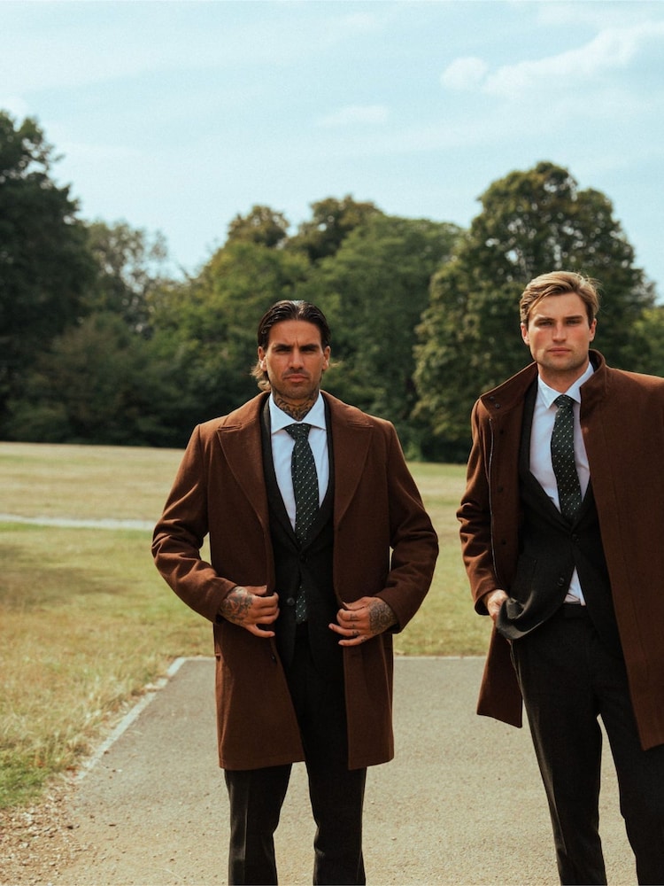 Harry Brown Brown George Wool Melton Coat with Funnel Neck - Image 9 of 9