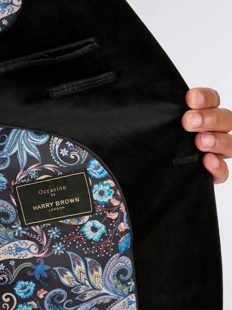 Harry Brown Black Leo Velvet Tuxedo Dinner Jacket with Shawl Lapel Detail - Image 12 of 12